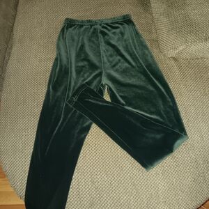 Green Velvet Pants Leggings